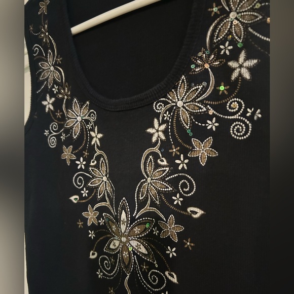 BB Brittney Women’s Ribbed Boho Tank Top Black Size Small - Picture 2 of 4